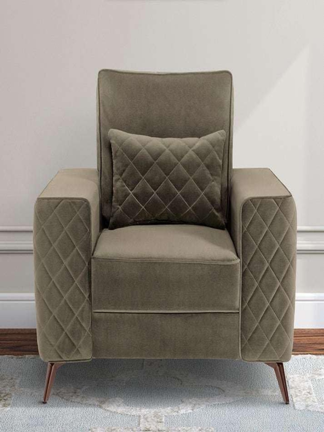 

Duroflex Eden Brown 1 Seater Premium Fabric Sofa With Cushion