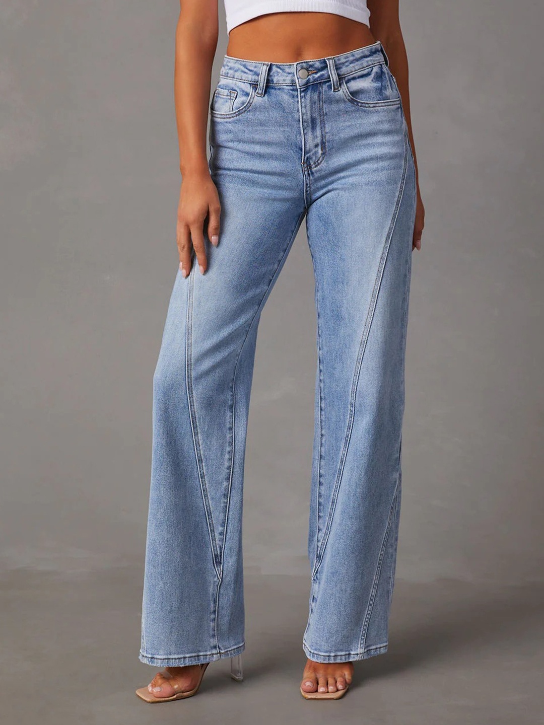 

StyleCast Women Cotton Wide Leg High-Rise Light Fade Jeans, Blue