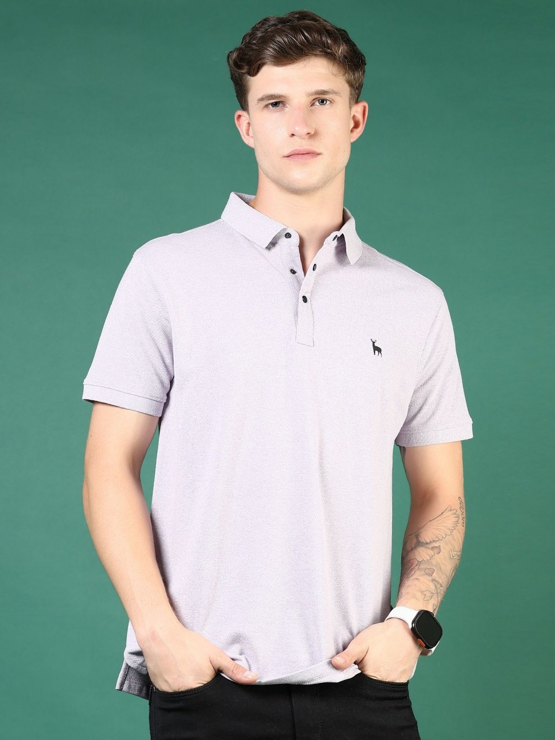 

V-Mart Men Solid Polo Collar Cotton T-shirt, Mauve