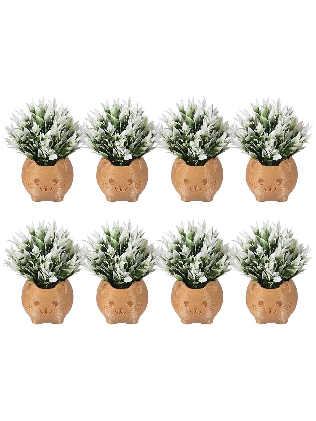 

Kuber Industries Gold-Toned & Green 4 Pieces Artificial Flower With Pot