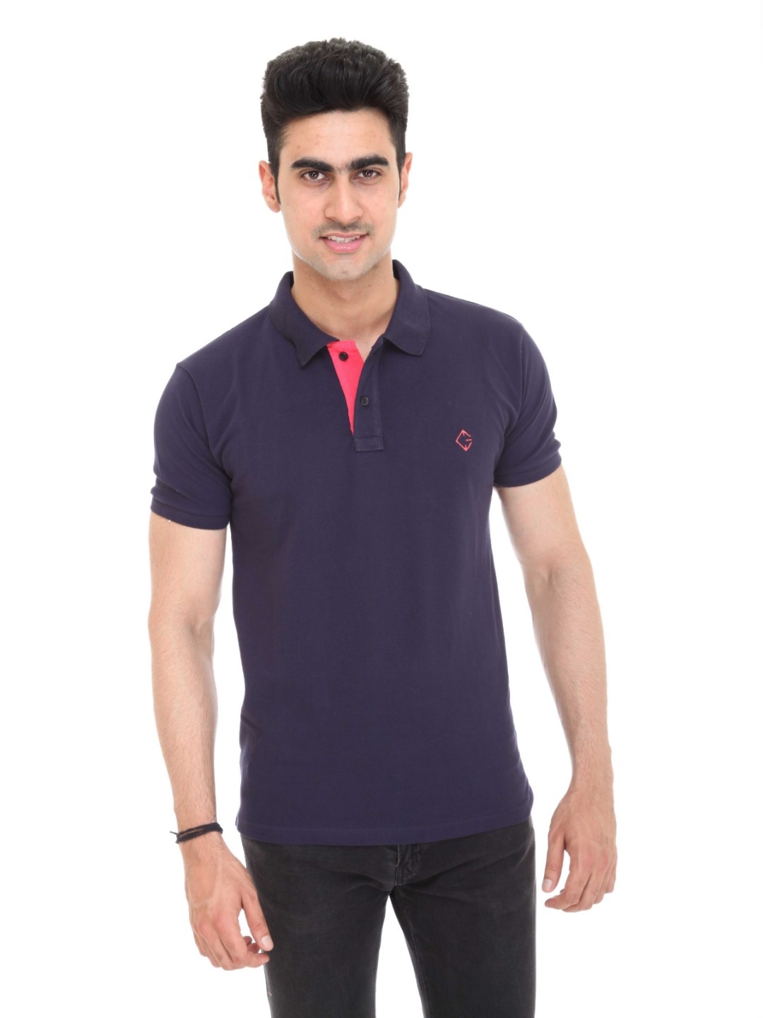 

Colors and Blends Men Solid Polo Collar T-shirt, Navy blue