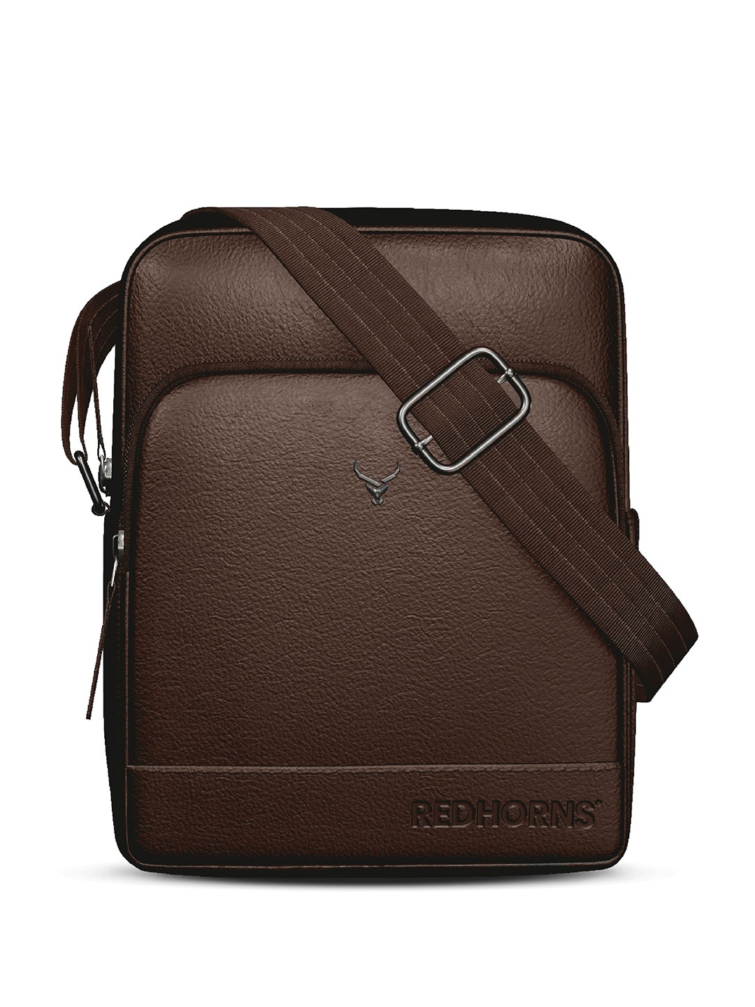 

REDHORNS Unisex Leather Solid Messenger Bag, Brown