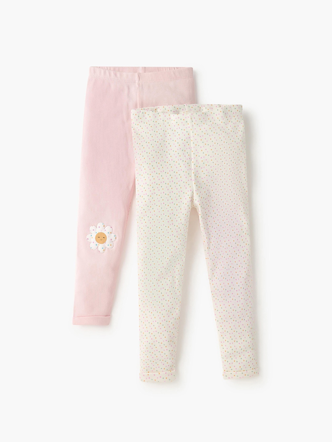

Juniors by Babyshop Infants Pack Of 2 Printed Cotton Ankle-Length Leggings, White