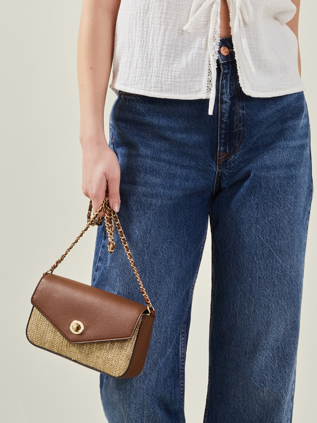 

Accessorize PU Oversized Structured Sling Bag, Gold