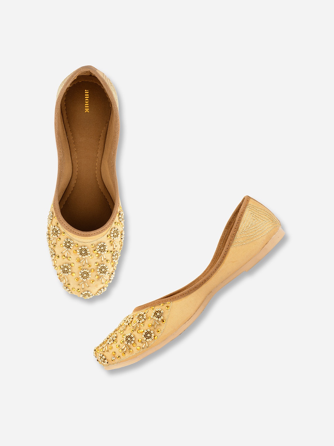 

Anouk Women Embellished Ethnic Mojaris Flats, Gold