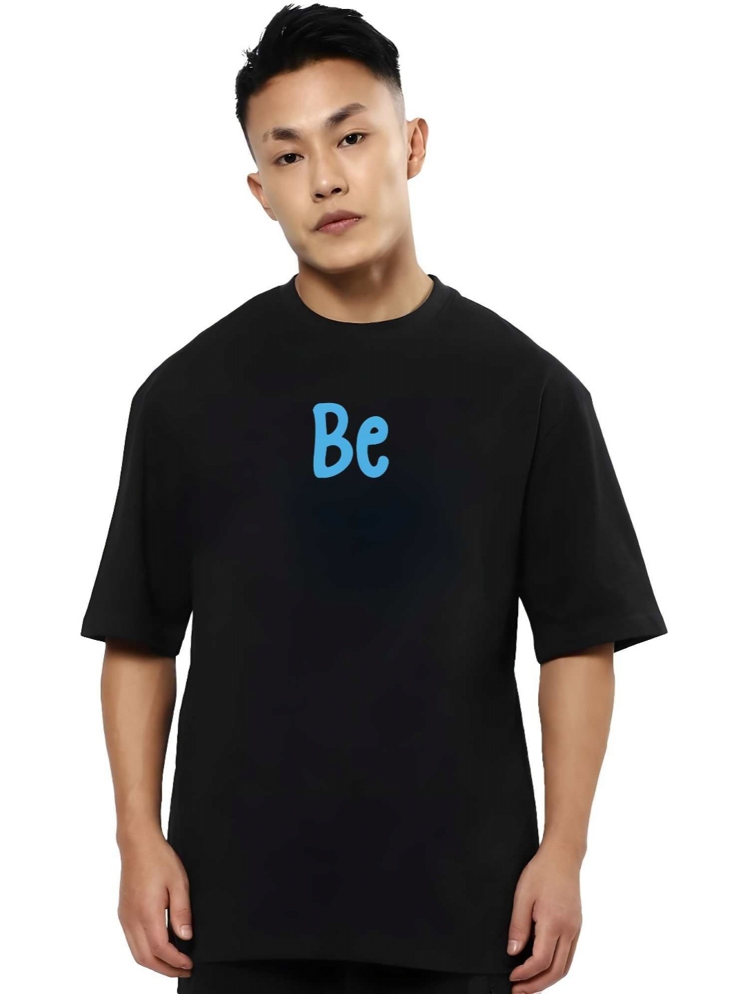 

THE BEETEL HOUSE Men Typography Printed Round Neck Cotton Oversized T-shirt, Black