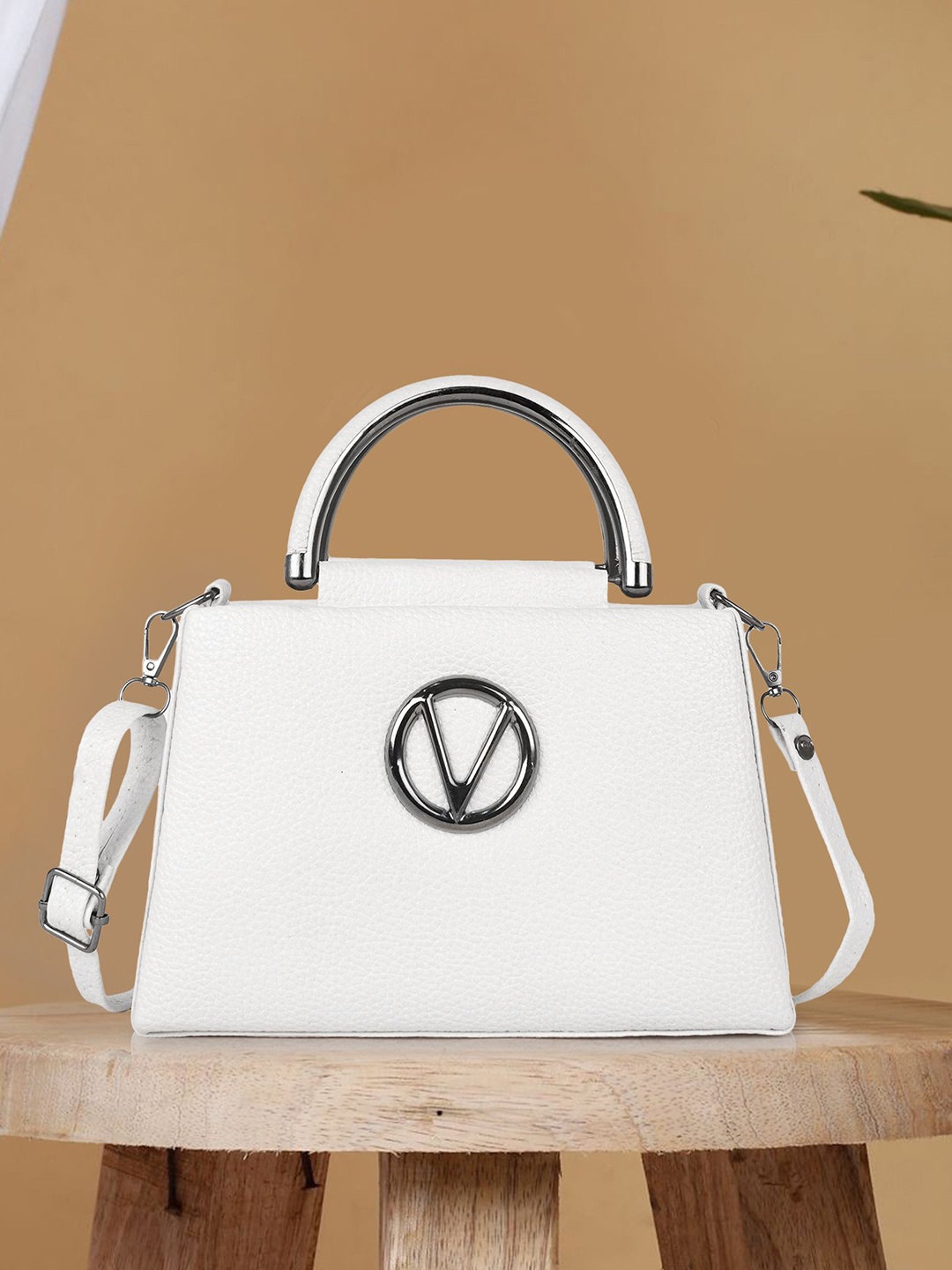 

STARWINGS Women Solid Baguette Satchel Bag, White