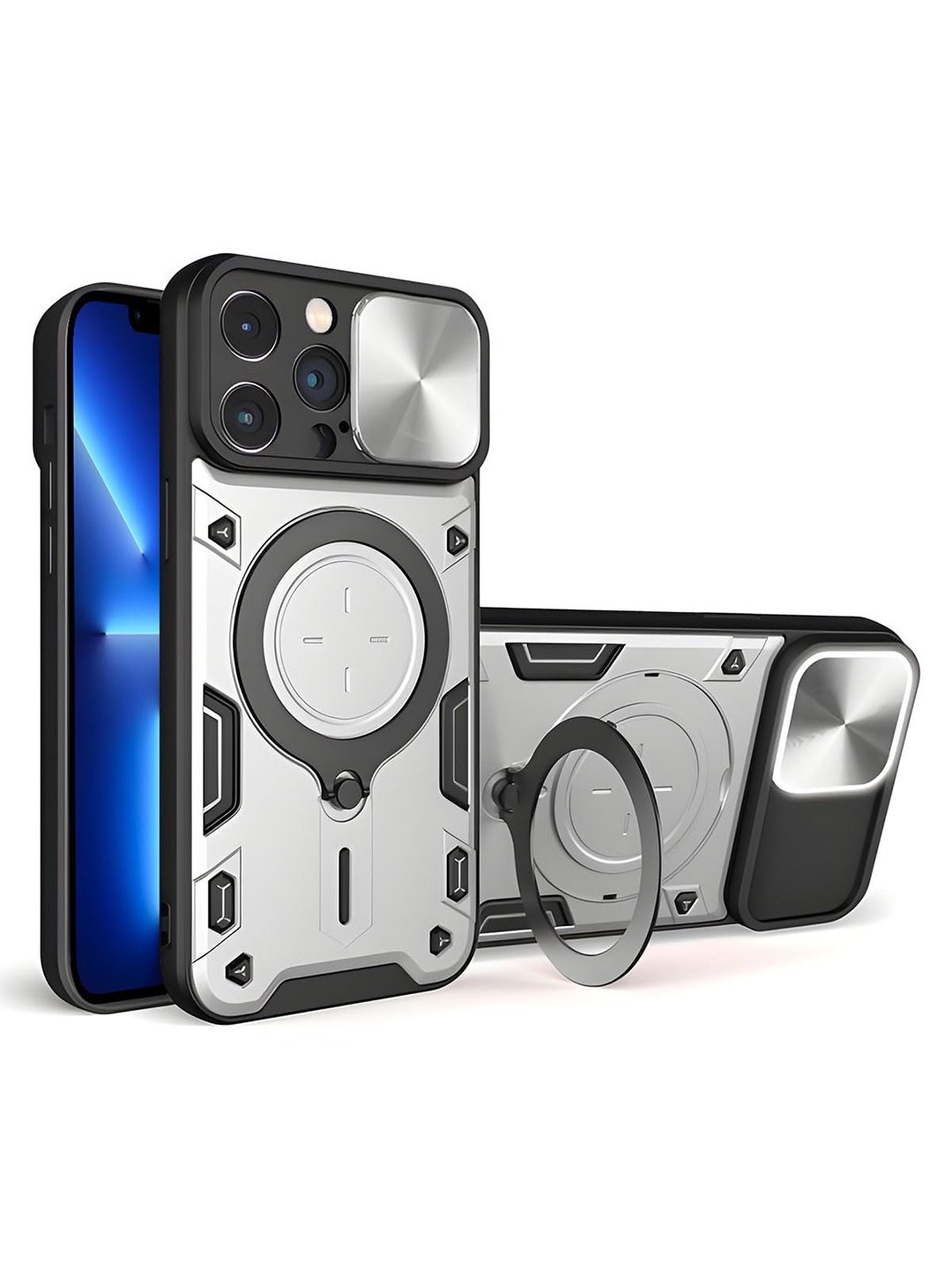 

LIRAMARK Geometric iPhone 12 Pro Impact Resistant Pouch, Silver