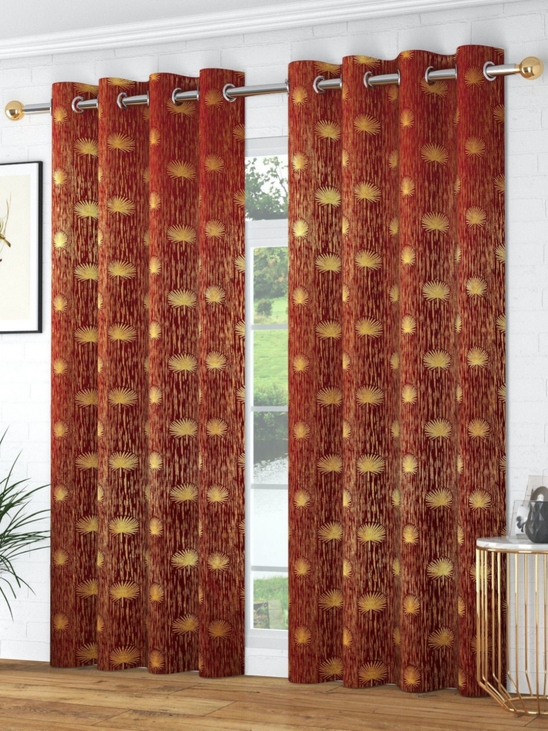 

Galaxy Home Decor Maroon Set of 2 Room Darkening Long Door Curtain