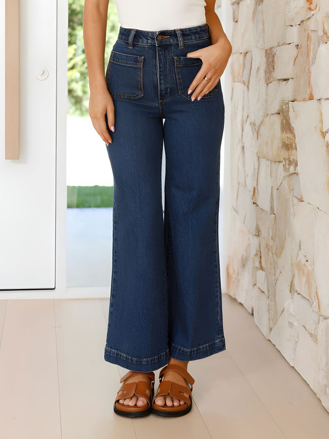 

StyleCast Women Wide Leg High-Rise Jeans, Blue