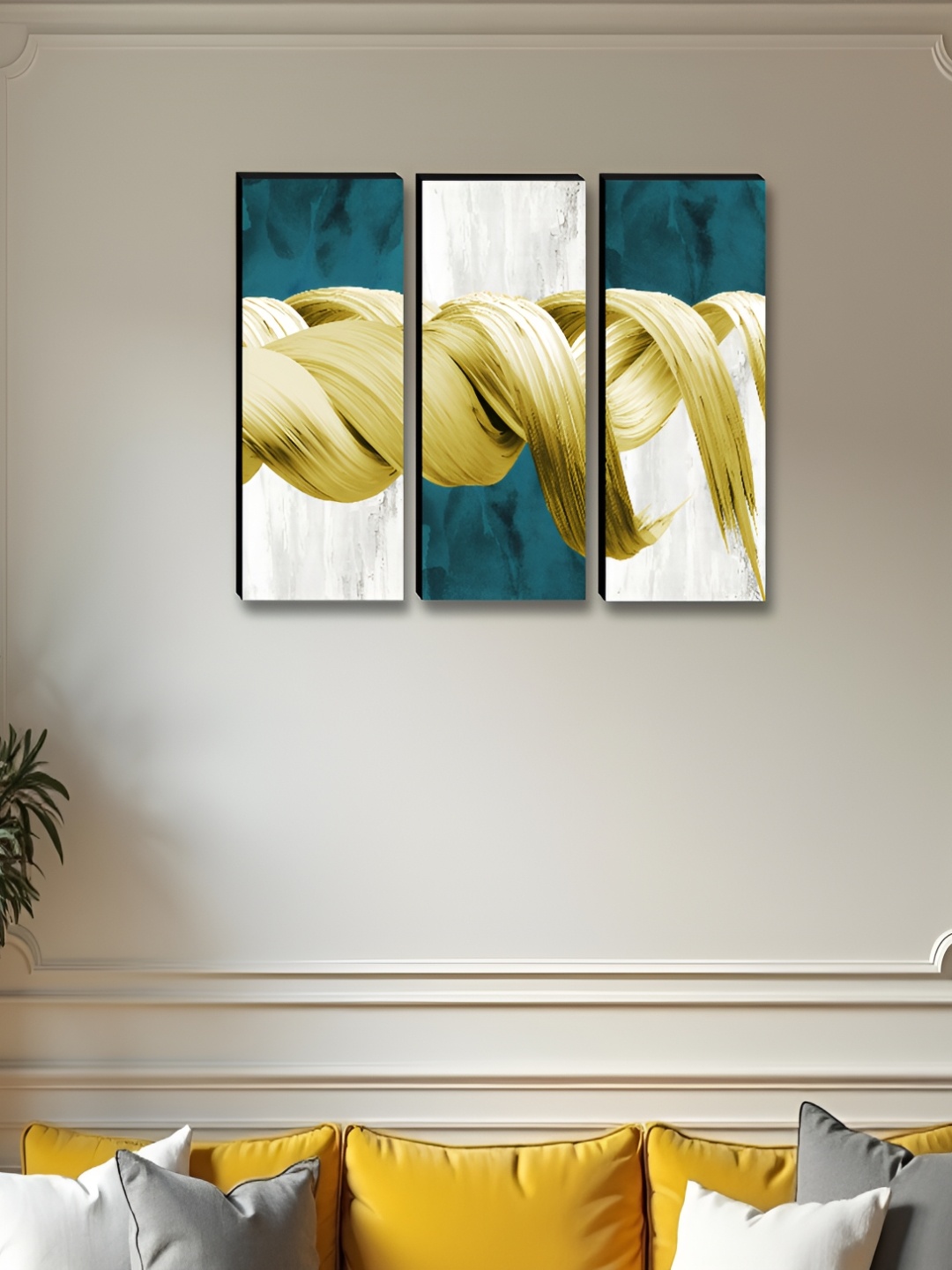 

Myntra Elegant Homes Green & White 3 Pieces Abstract Wooden Wall Art