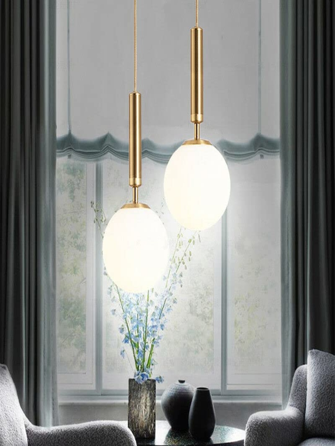 

GAUVIK Gold-Toned Glass Ceiling Lamp