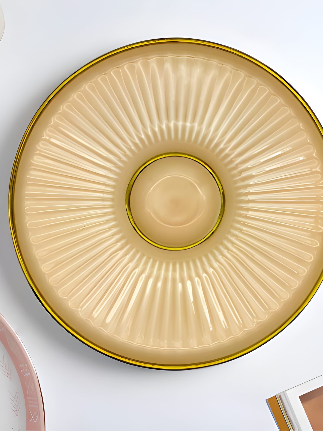 

LEMONTREE Peach-Coloured & Gold Toned Textured Ceramic Food Platter