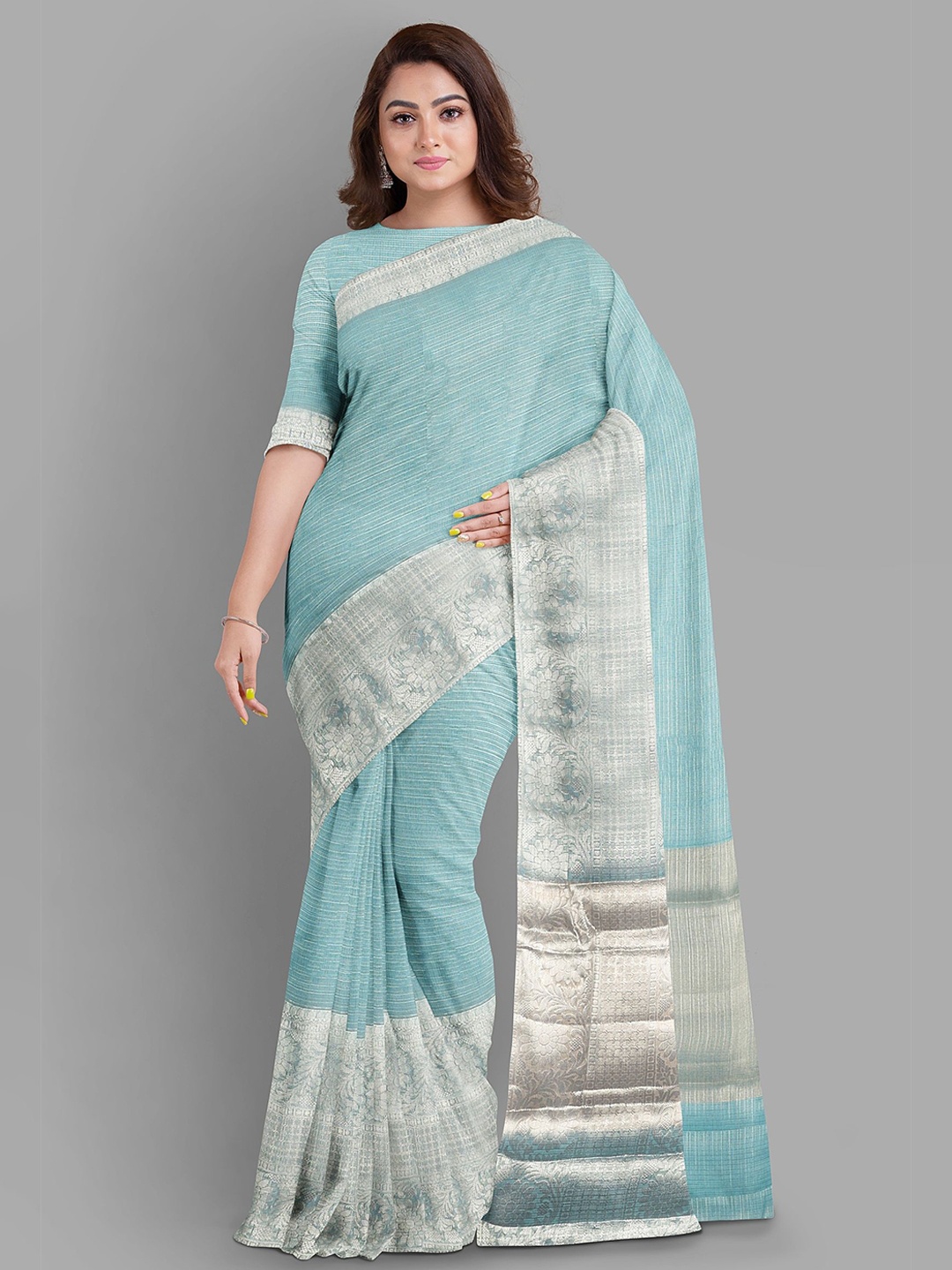 

The Chennai Silks Woven Design Printed Zari Banarasi Saree, Blue