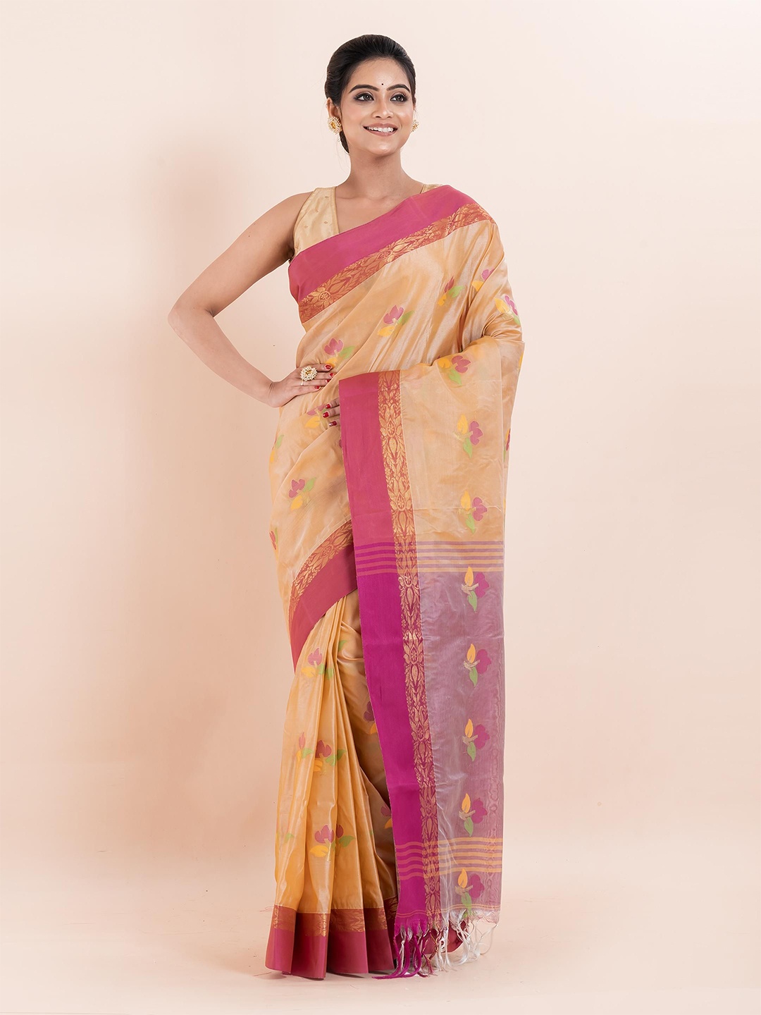

PUKU Woven Design Saree, Beige