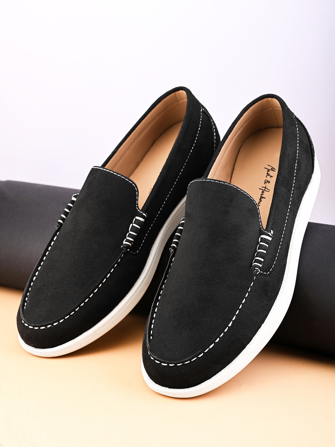 

Mast & Harbour Men Suede Loafers, Black