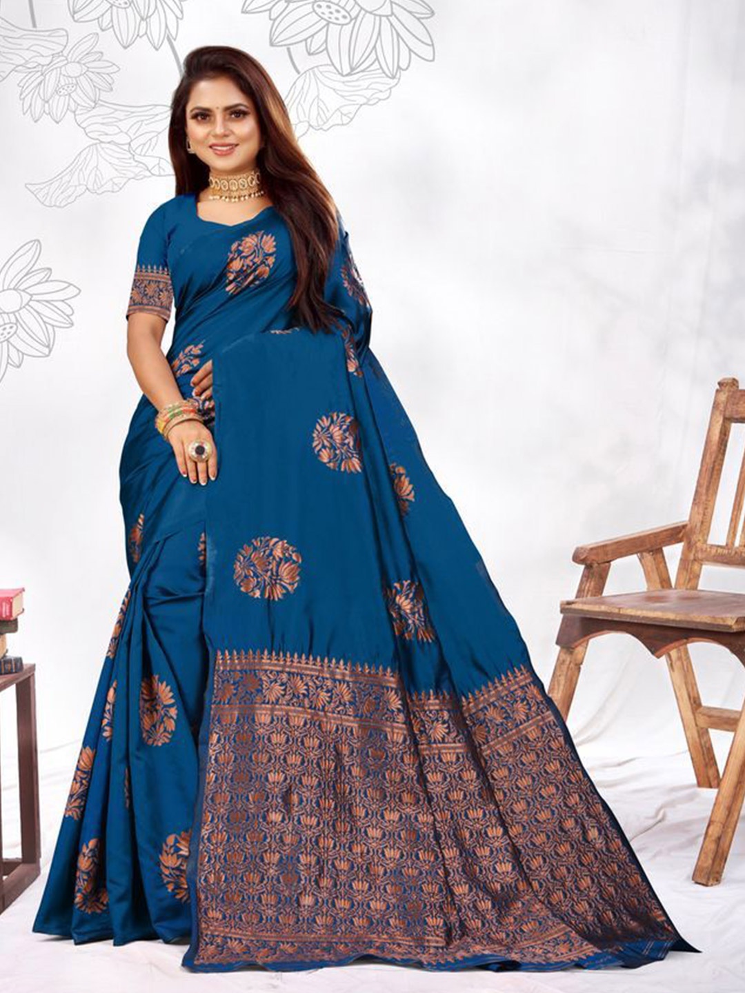 

Exclusiva Woven Design Zari Banarasi Saree, Blue