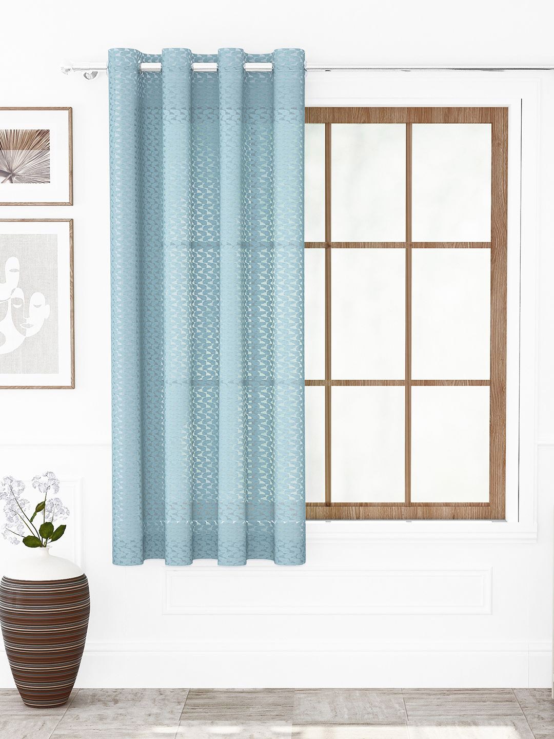 

Story@home Serene Grey Self Design Sheer Window Curtain
