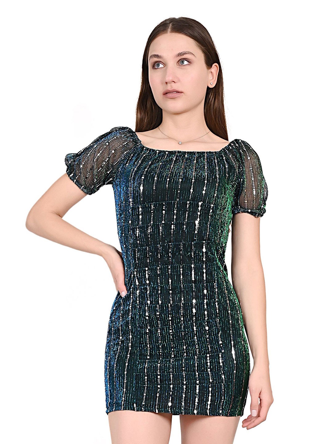 

HAINAH Women Printed Sheath Dress, Green