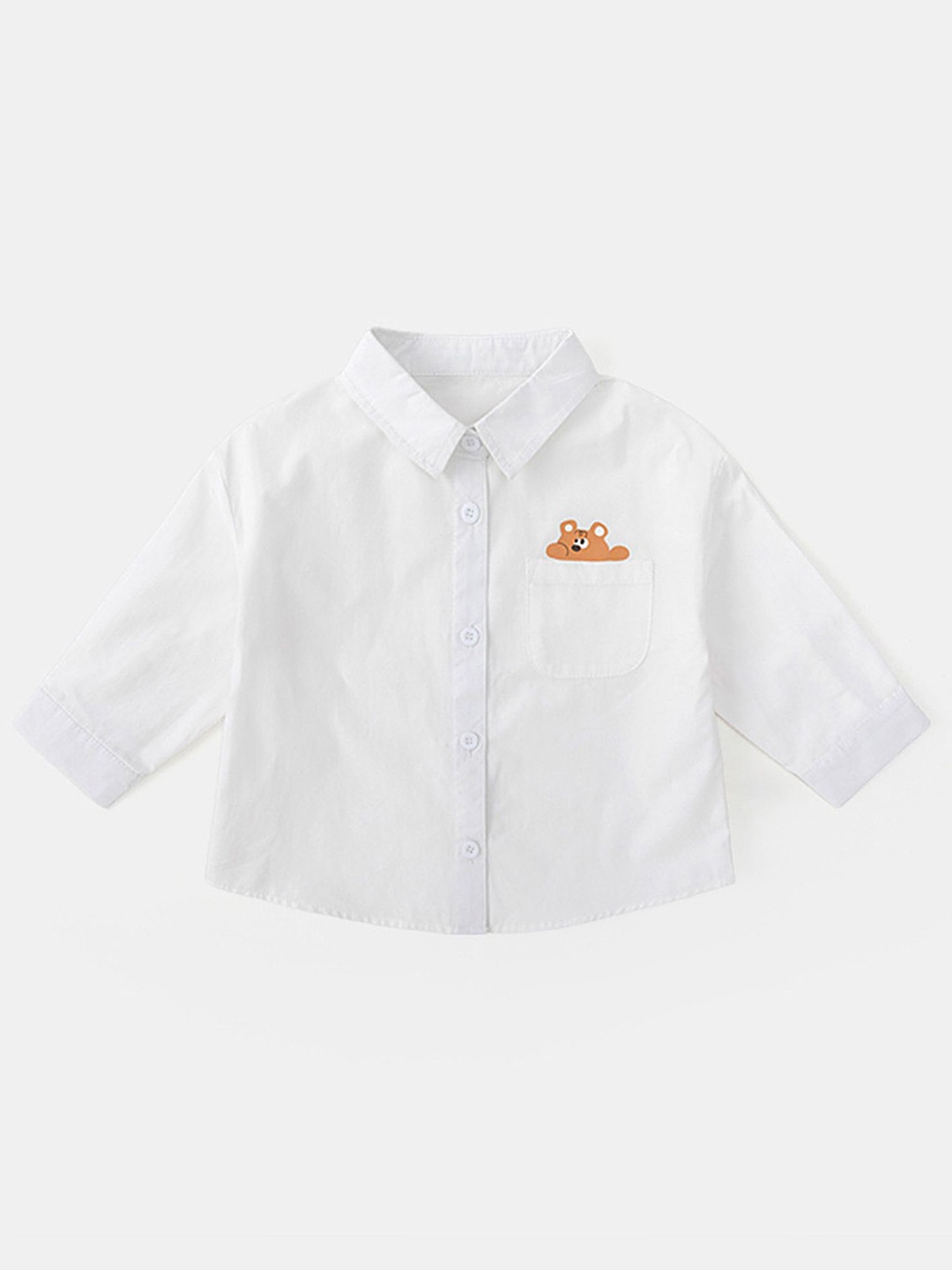 

LULU & SKY Kids Spread Collar Solid Cotton Casual Shirt, White