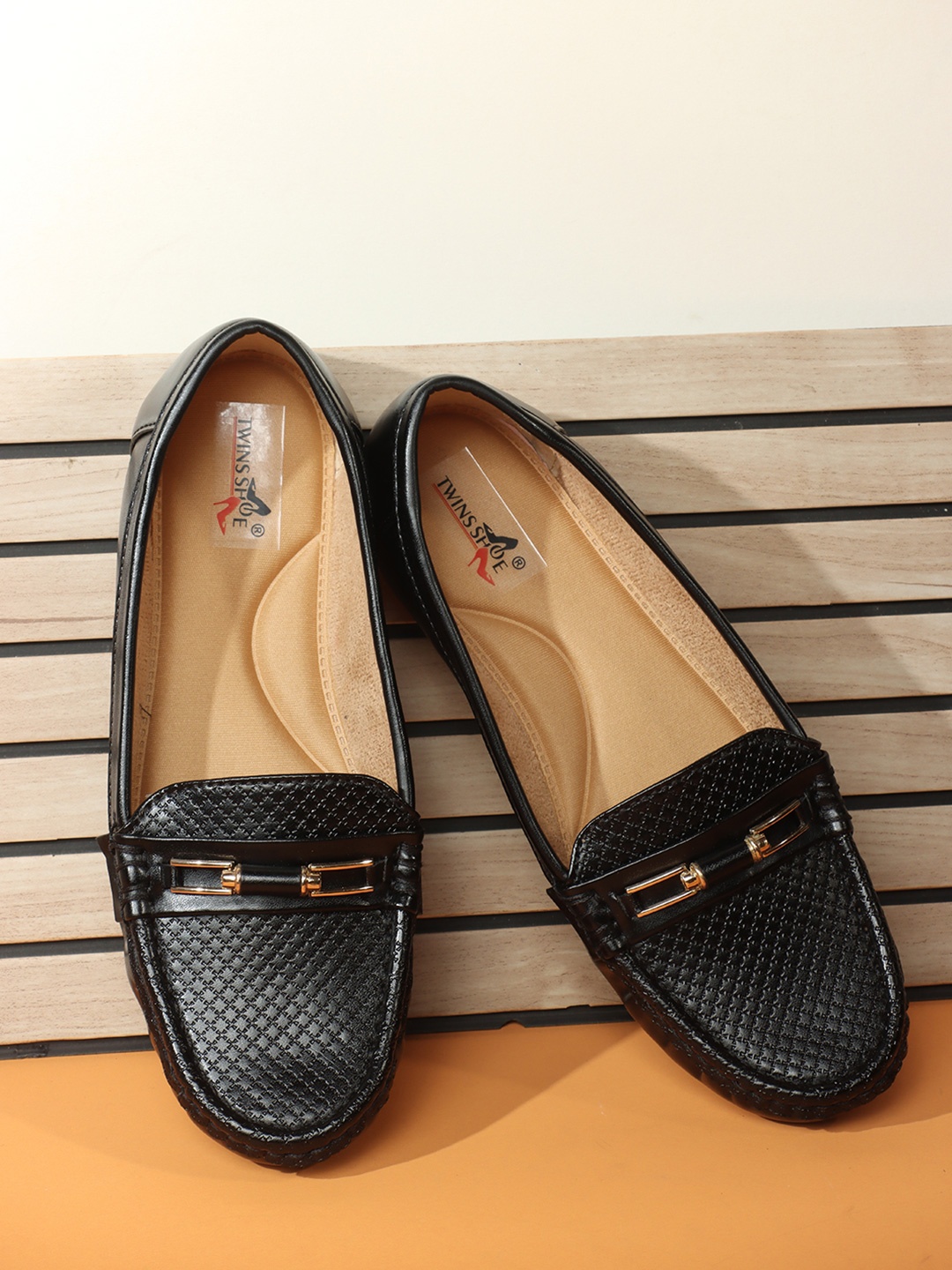 

Buckle Style Women Slip-On Round Toe Loafers, Black