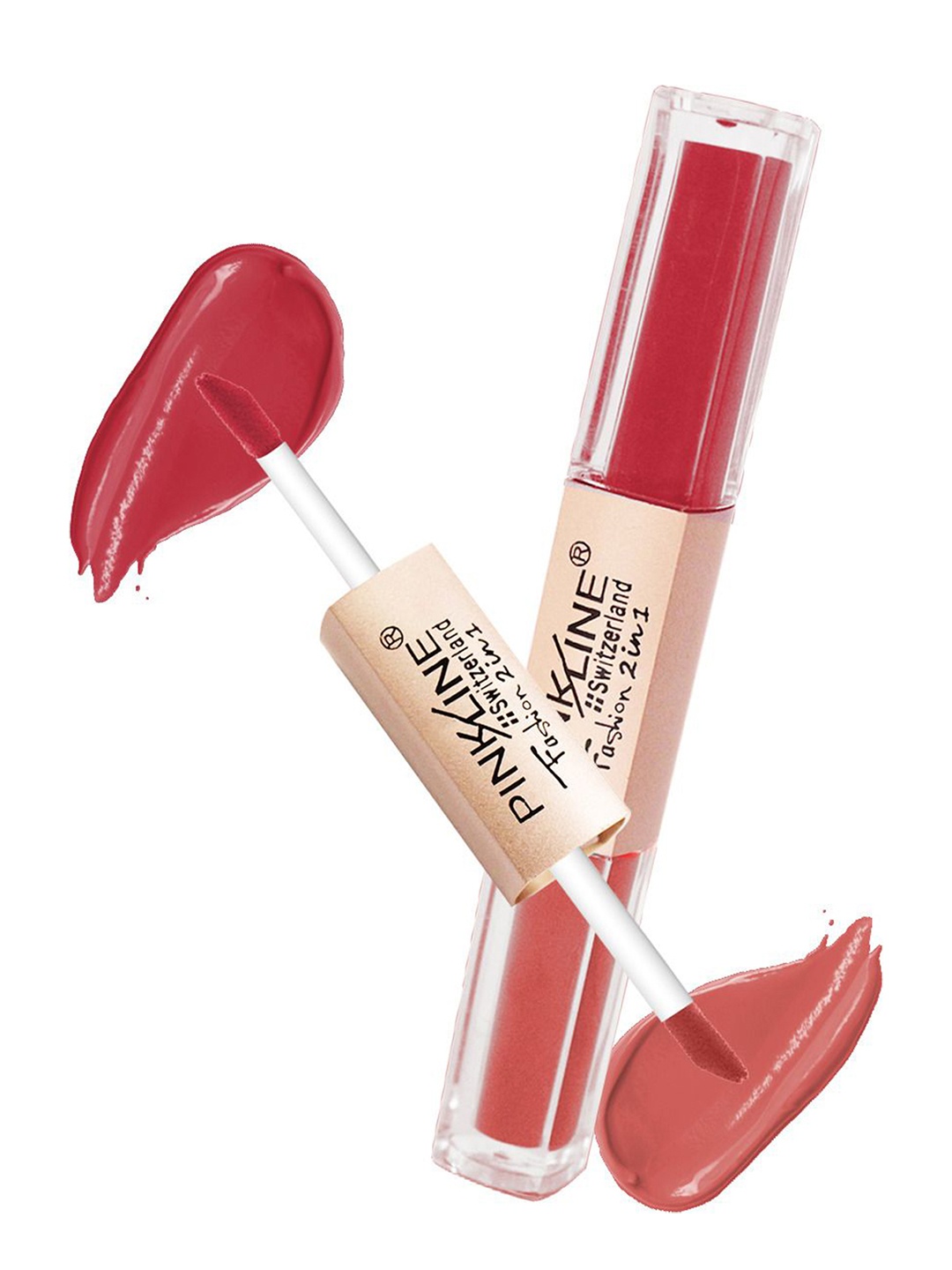

PINK LINE Switzerland Set Of 2 Long Lasting Matte Liquid Lipstick - 6 ml Each -21 - 22, Red