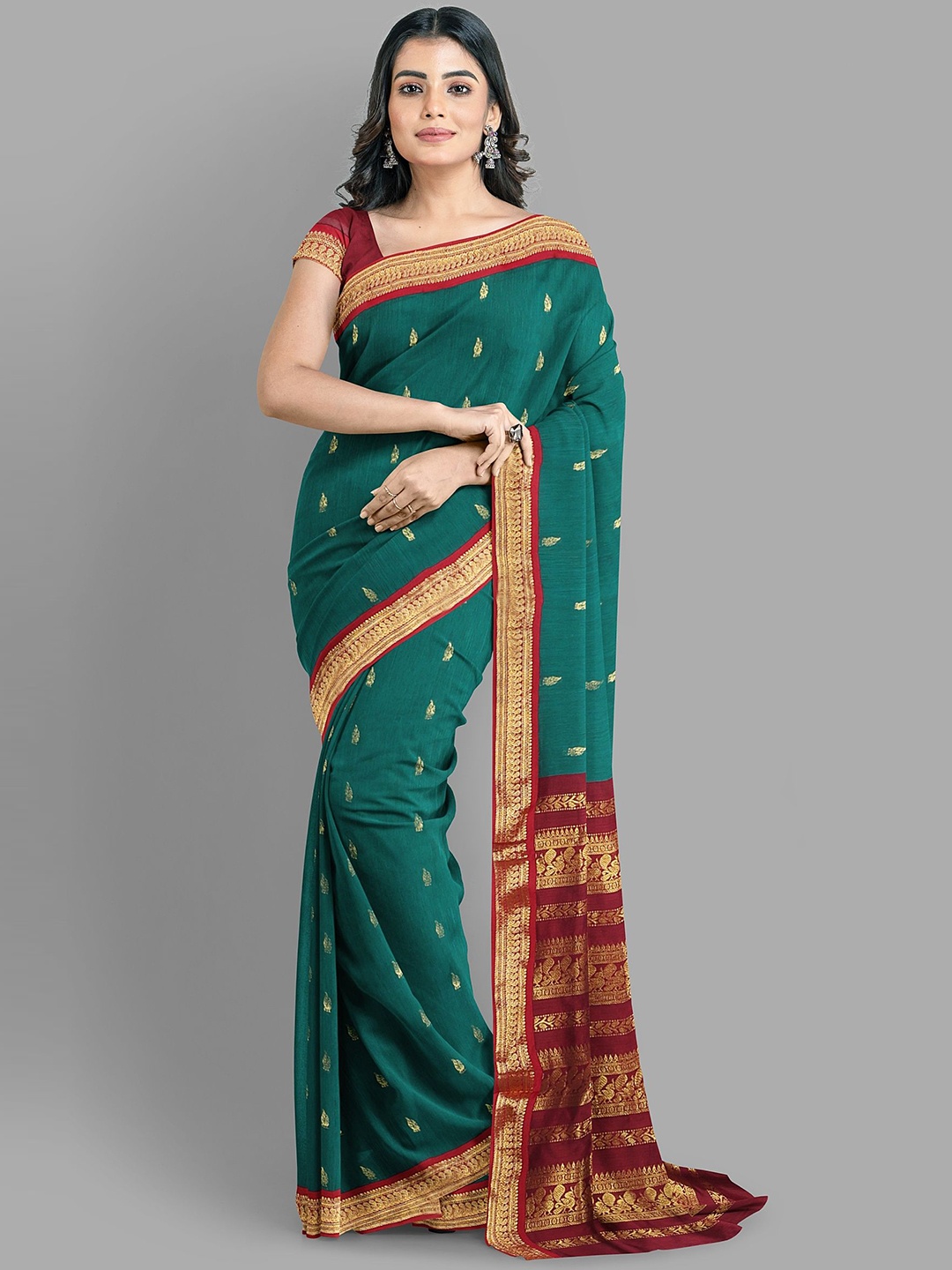 

The Chennai Silks Woven Design Zari Saree, Green