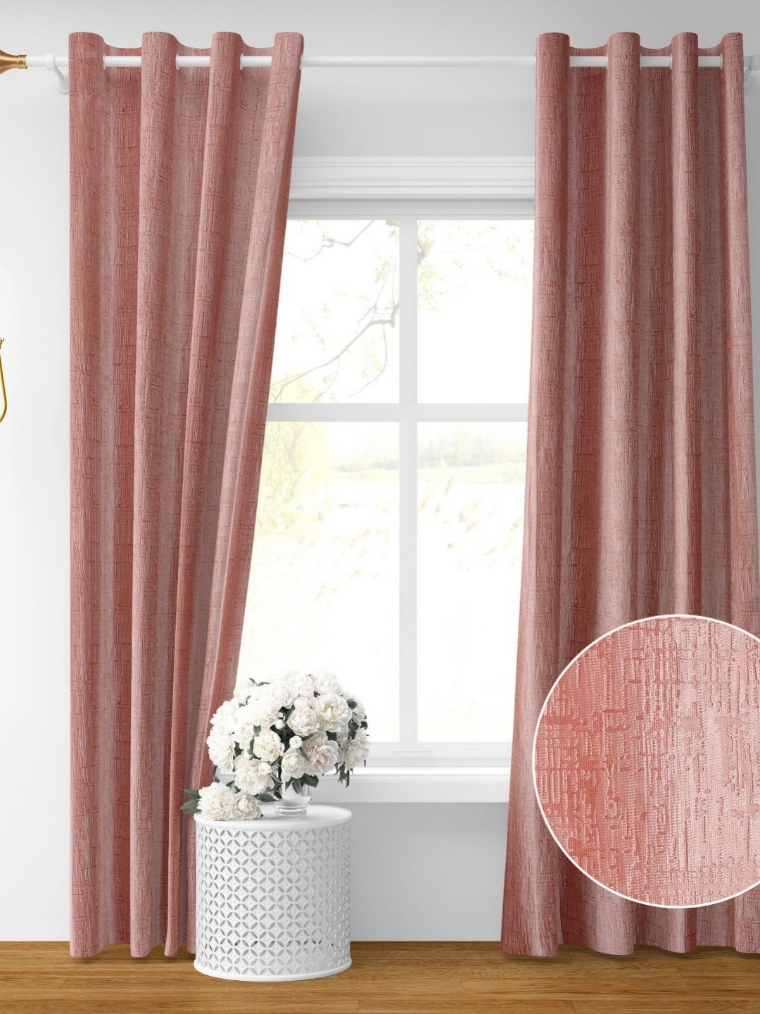 

Galaxy Home Decor Peach-Coloured Set of 2 Room Darkening Door Curtain