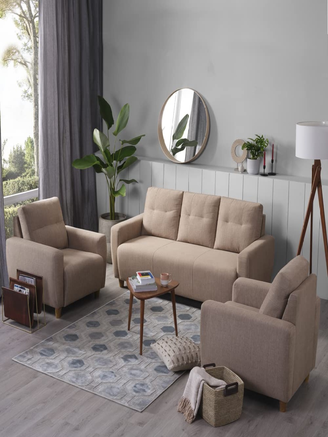 

Sleepyhead Yolo 5 Seater Sofa Set Fabric Coco Brown 5 To 6 Person Sofa
