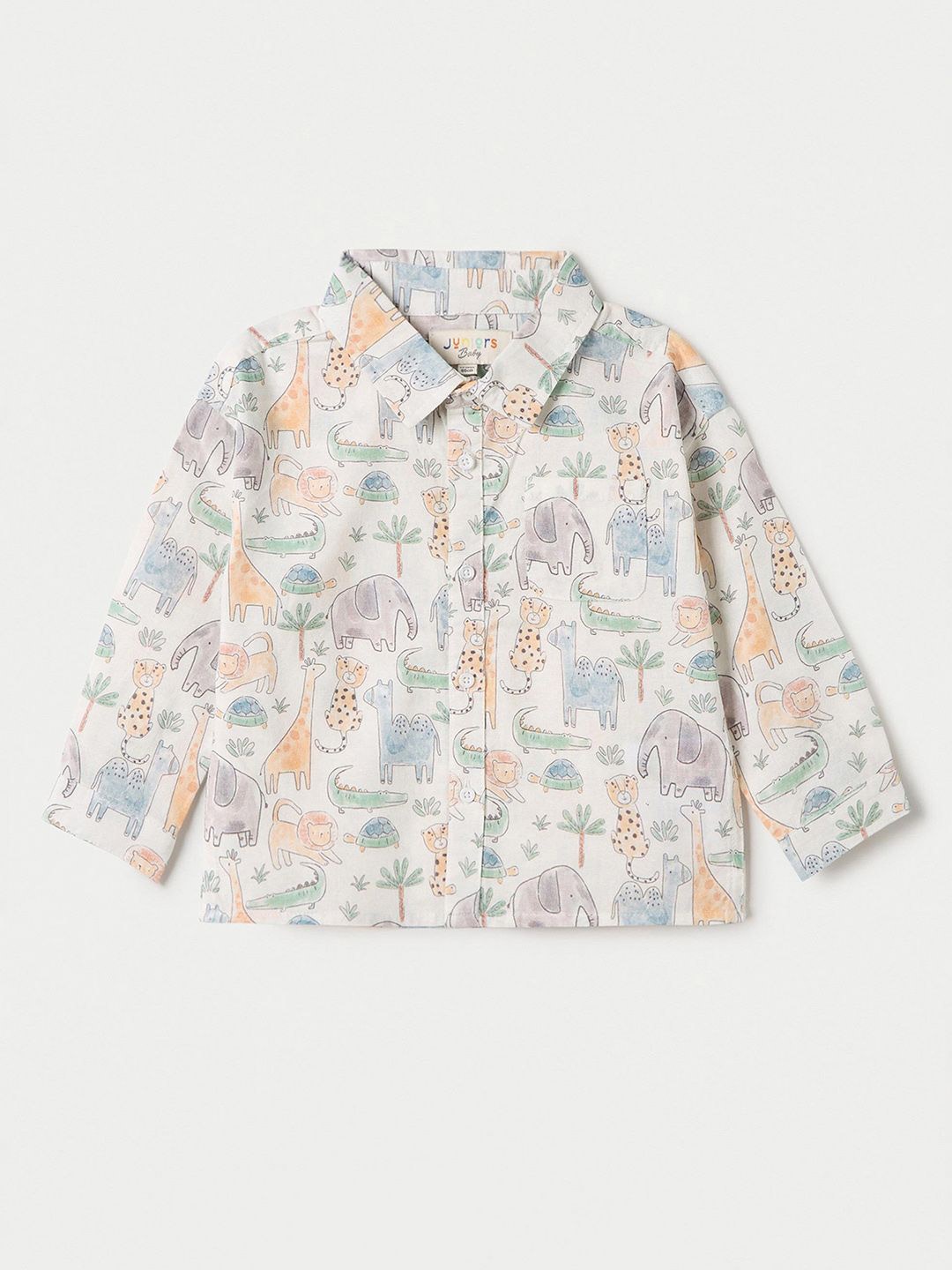 

Juniors by Babyshop Boys Spread Collar Animal Printed Casual Shirt, White