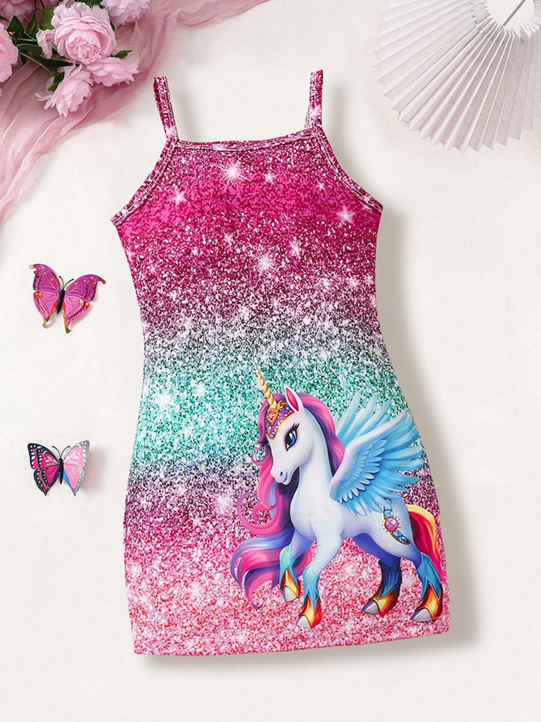 

INCLUD Graphic Print Fit & Flare Shoulder Straps Dress, Pink