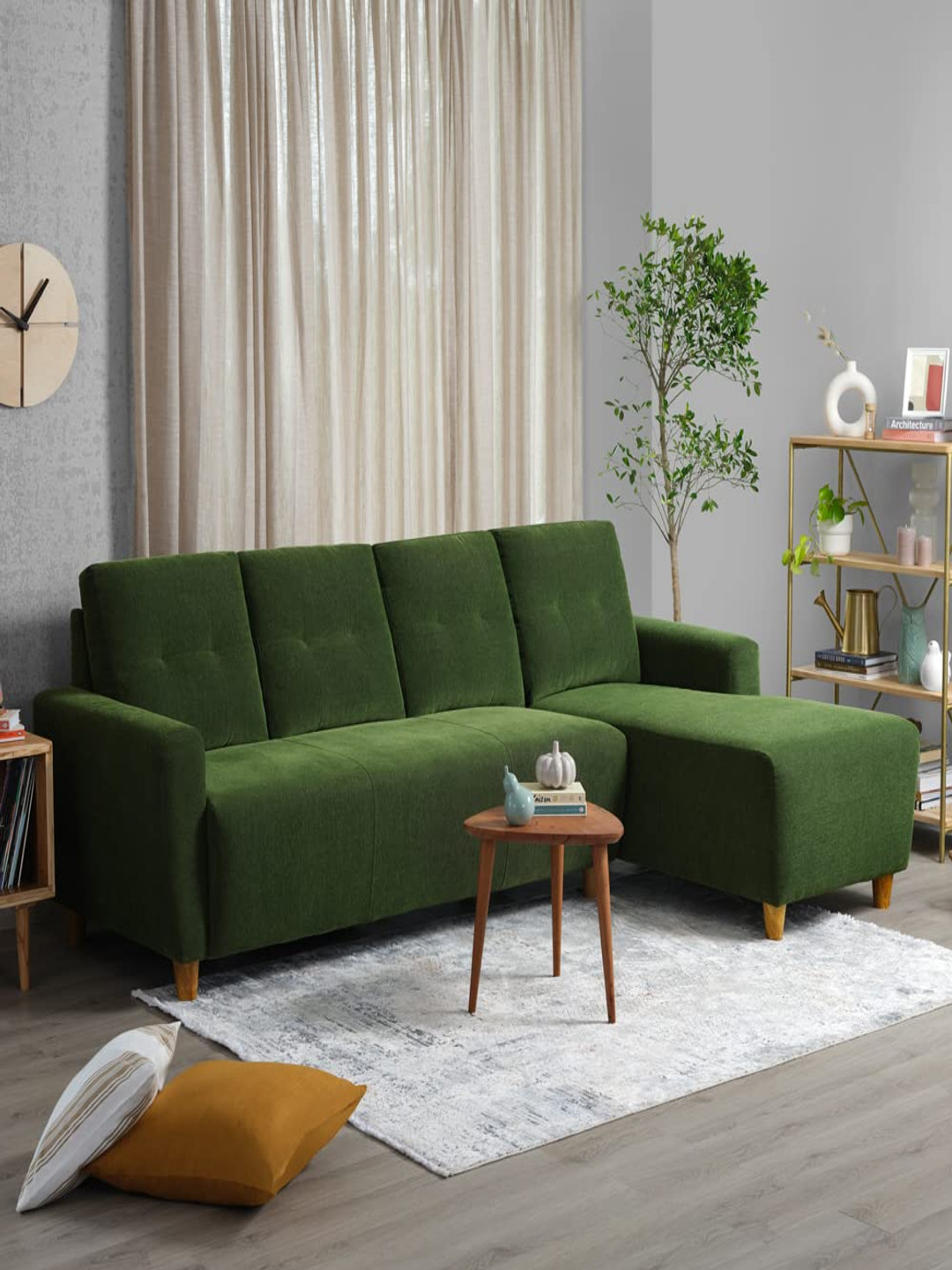 

Sleepyhead Yolo 5 To 6 Person Sofa Rhs L Shape Sofa Set Fabric Avocado Green