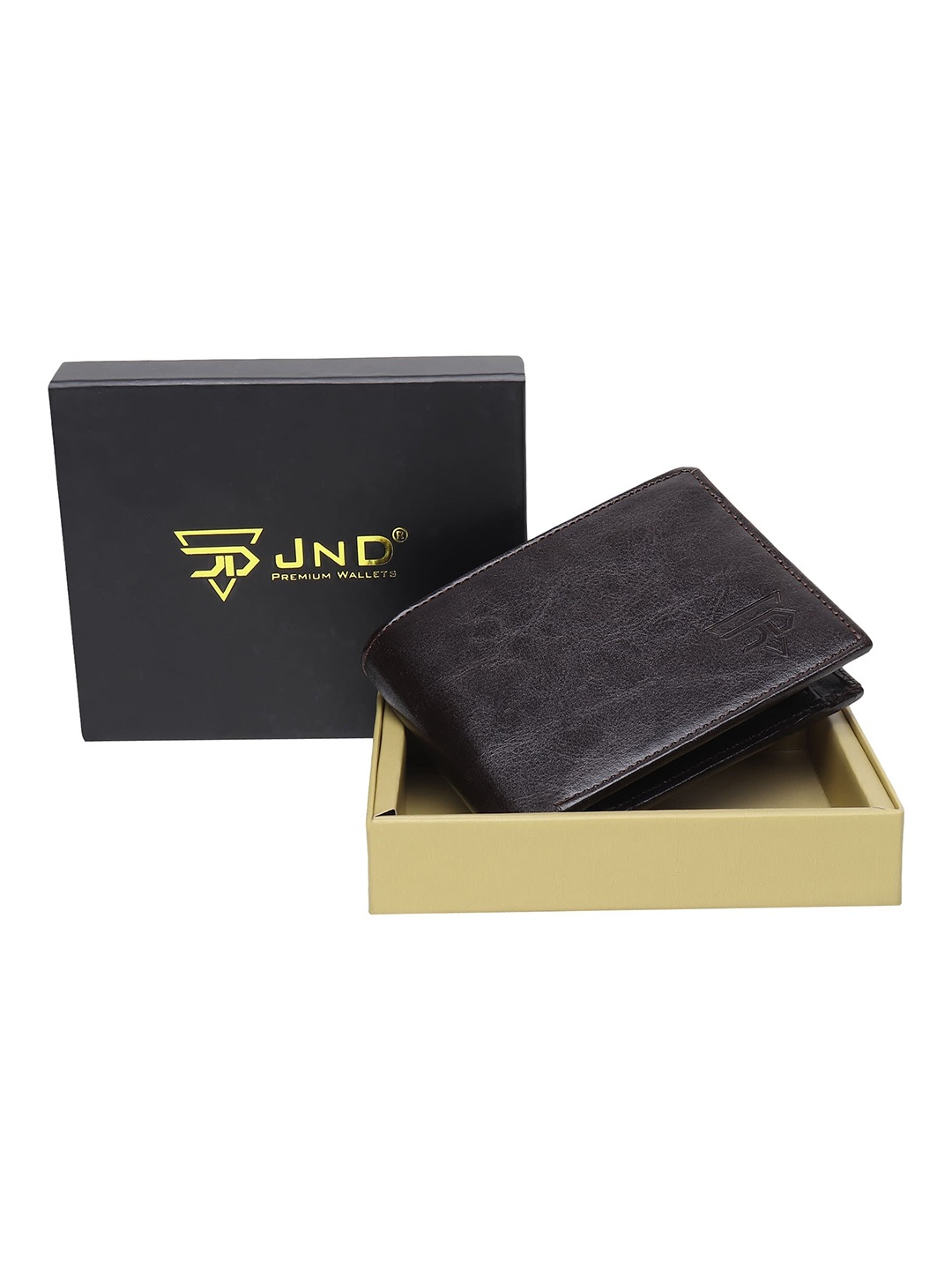 

JND Men Two Fold Leather Wallet, Brown