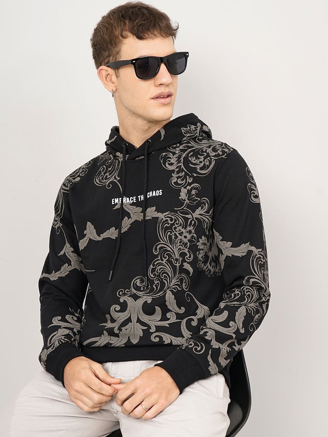 

Genoa Men Printed Hooded Sweatshirt, Black