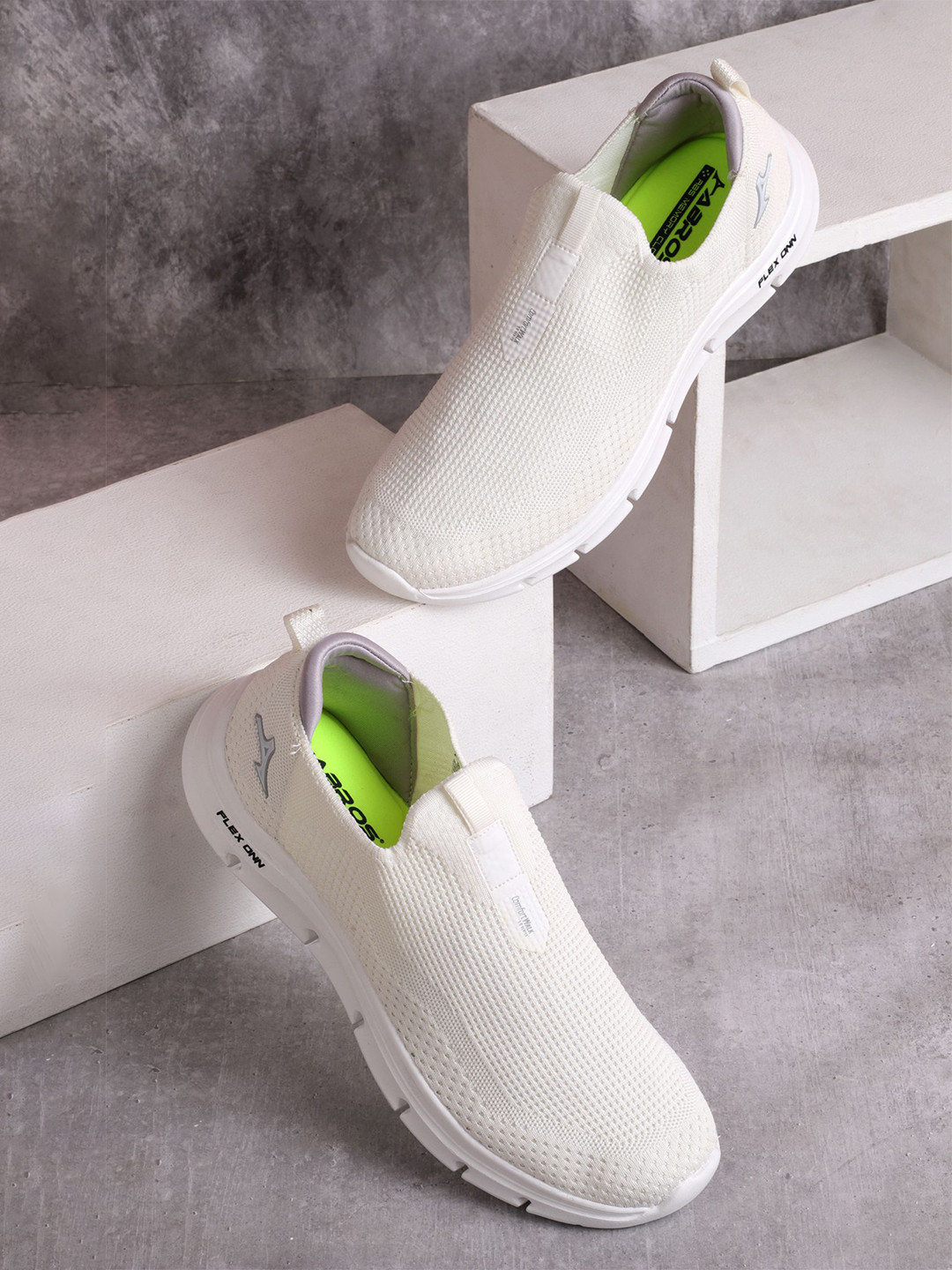 

ABROS Men Mesh Running Ervin Shoes, Off white