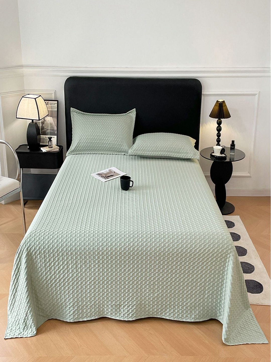 

JC HOME Green Abstract Printed 150 TC Queen Bedsheet Set 2.0 m x 2.3 m