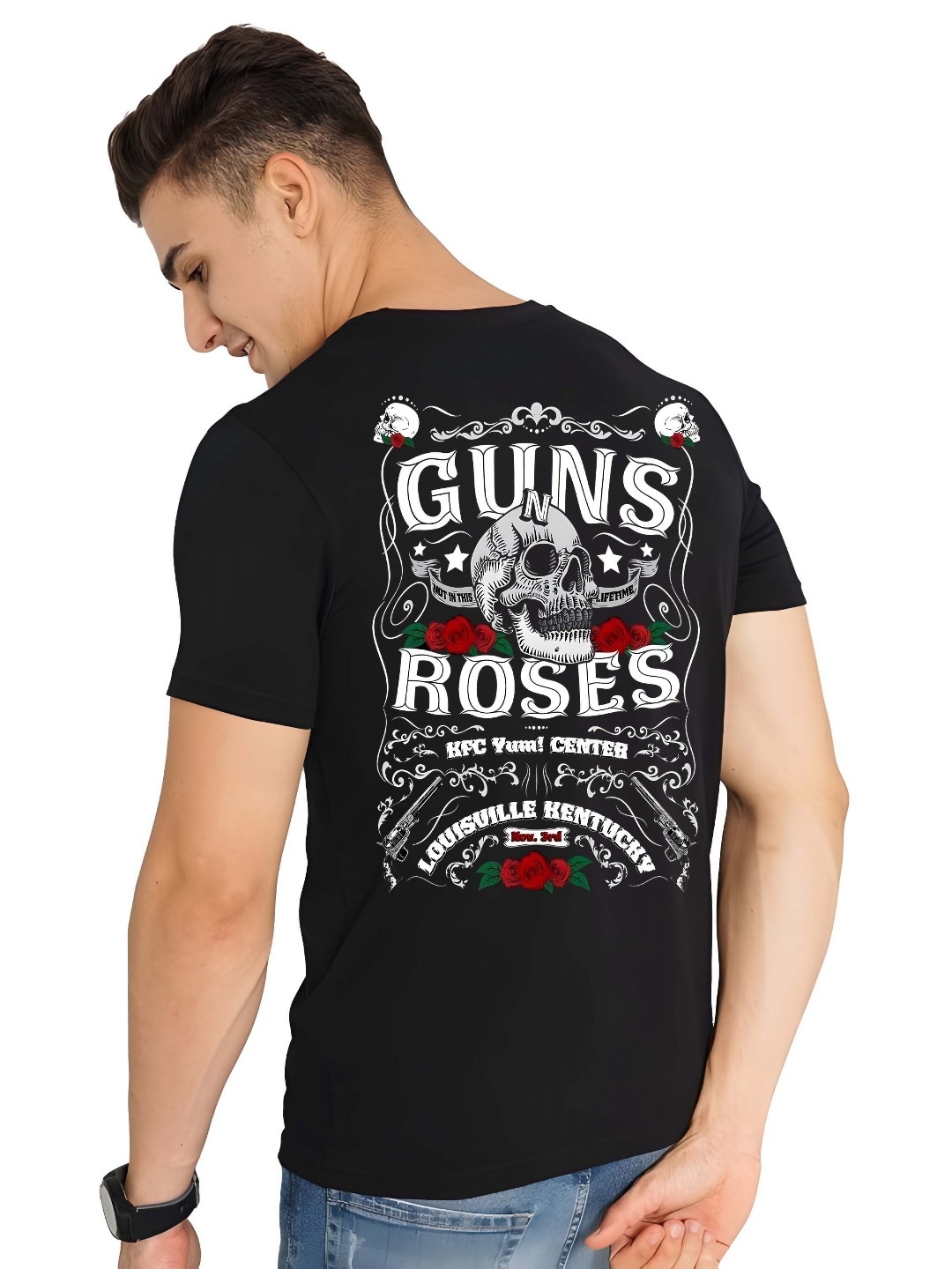 

THE BEETEL HOUSE Men Graphic Printed Round Neck Cotton T-shirt, Black
