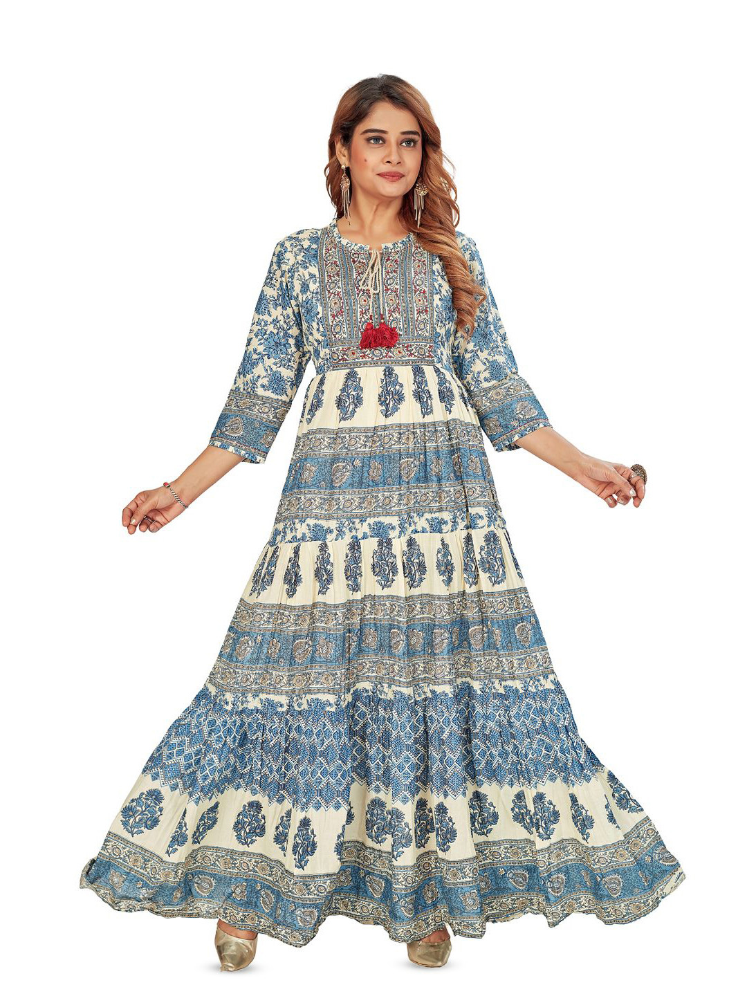 

Amchoor Floral Printed Maxi Dress, Blue