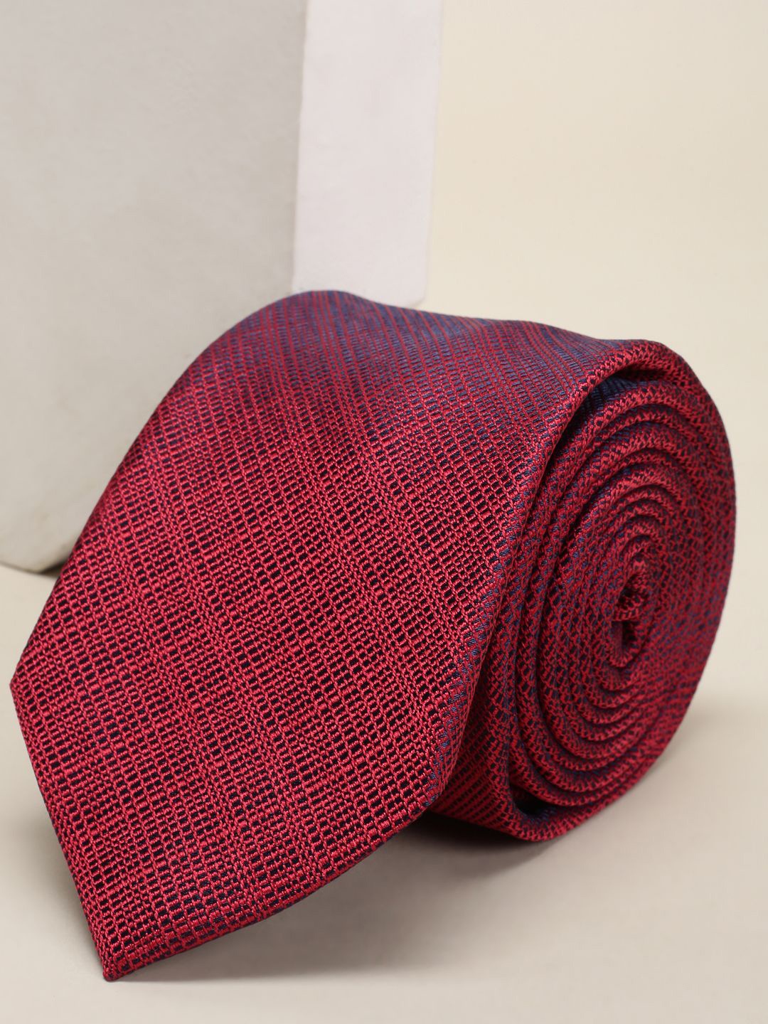 

Louis Philippe Men Maroon Woven Design Broad Tie