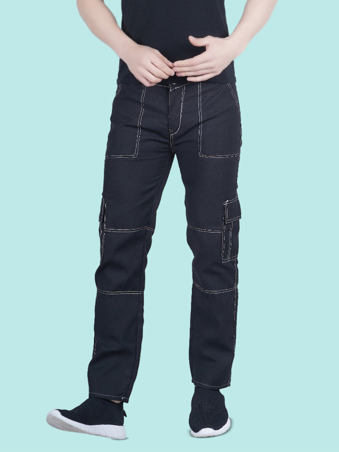 

COMFITS Men Classic Regular Fit Mid-Rise Stretchable Jeans, Black
