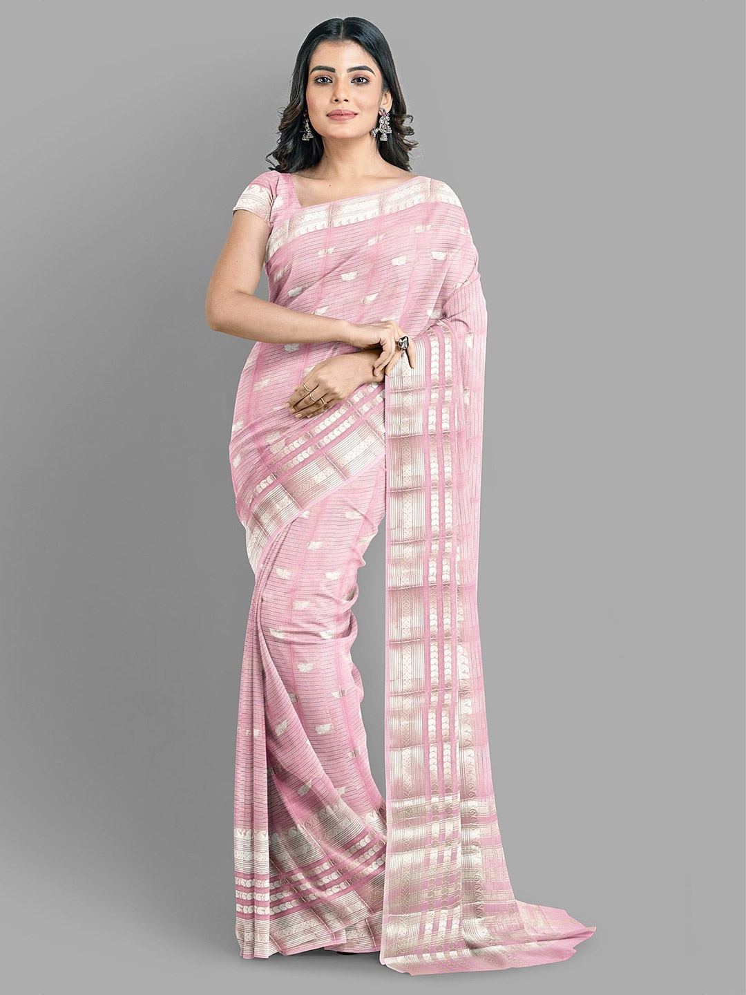 

The Chennai Silks Woven Design Zari Banarasi Saree, Pink