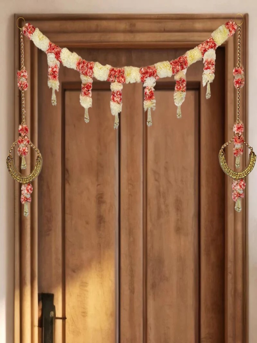

THE HOME CO. 3-Pcs White & Red Blossom Bliss Garland Toran And Side Hanging