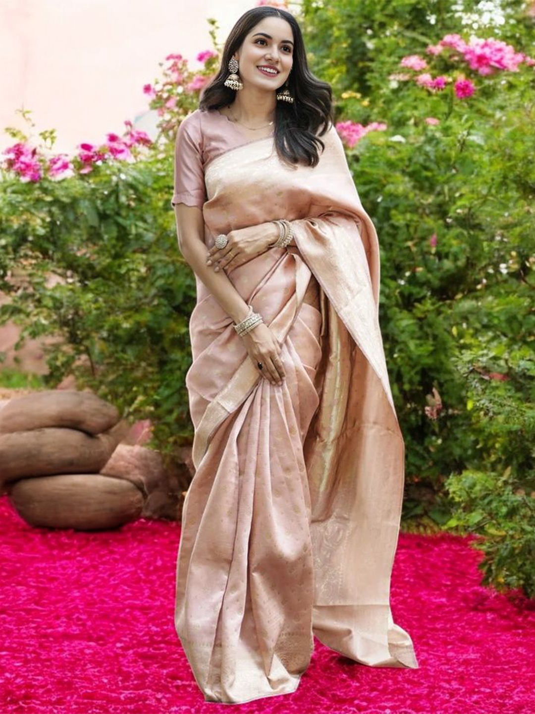 

KALINI Woven Design Zari Banarasi Saree, Pink