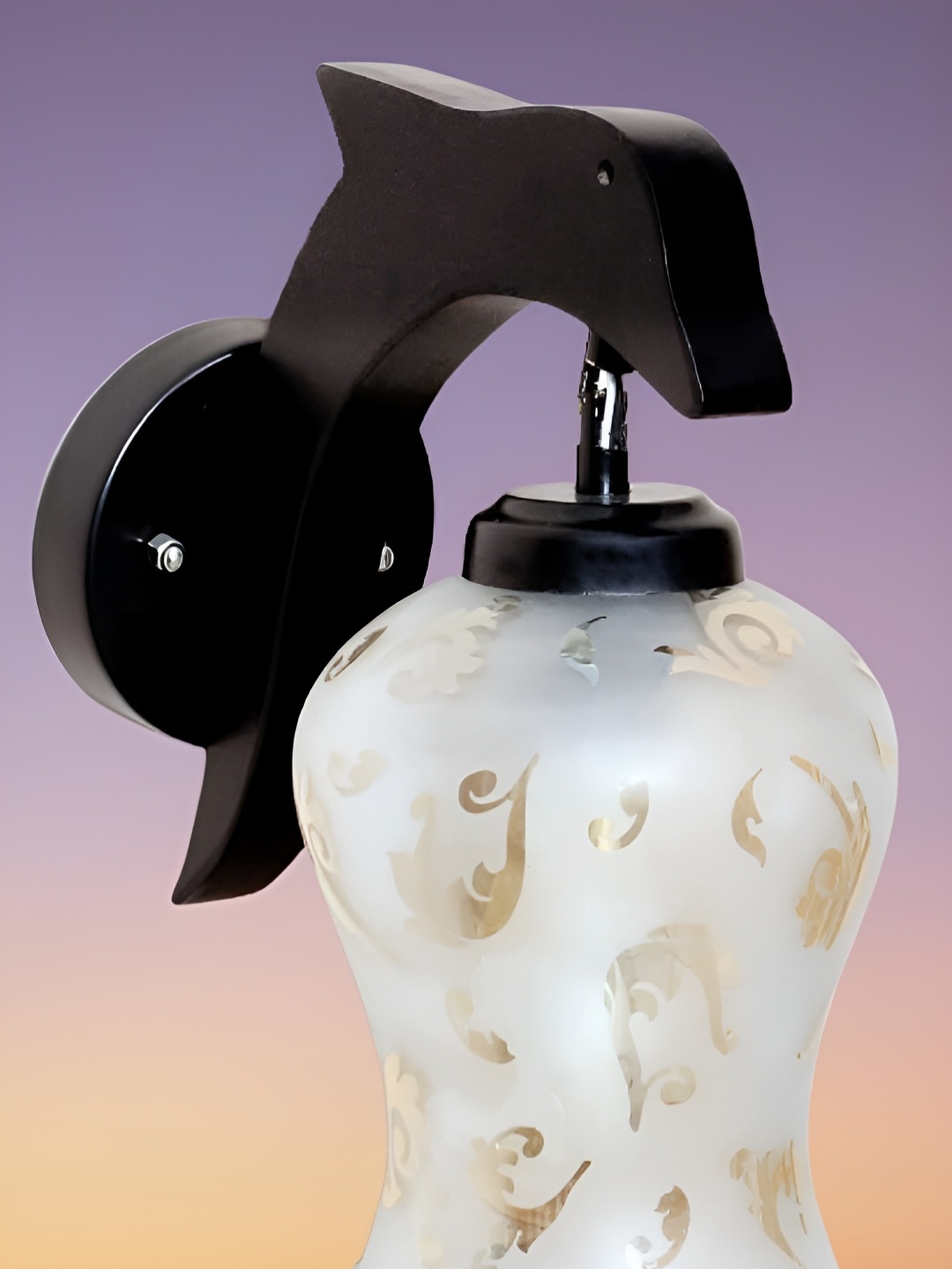

KINIS Black & Transparent Printed Wooden Bell Shaped Wall Lamp