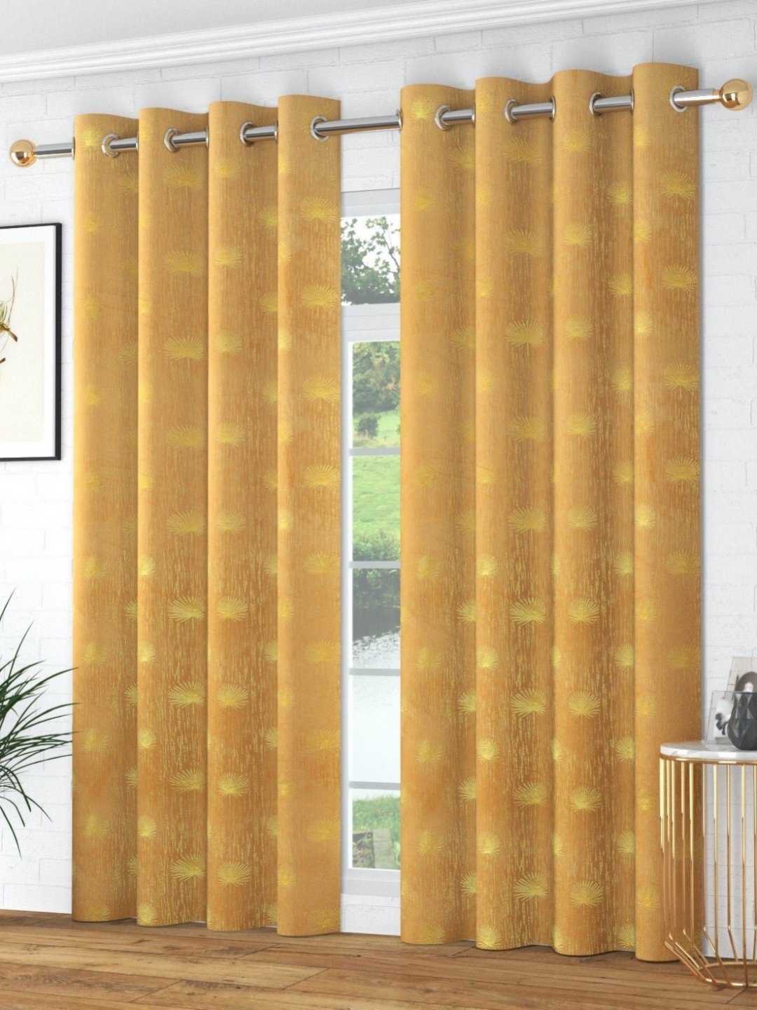 

Galaxy Home Decor Gold-Toned Set of 2 Room Darkening Window Curtain