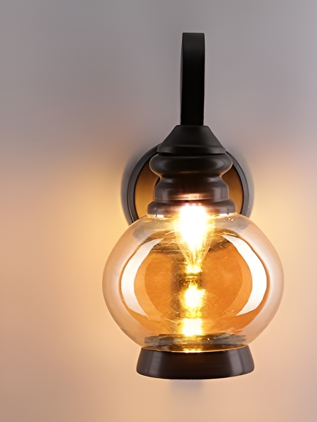 

KINIS Black & Gold-Toned Textured Metal Spherical Shaped Wall Lamp With Bulb
