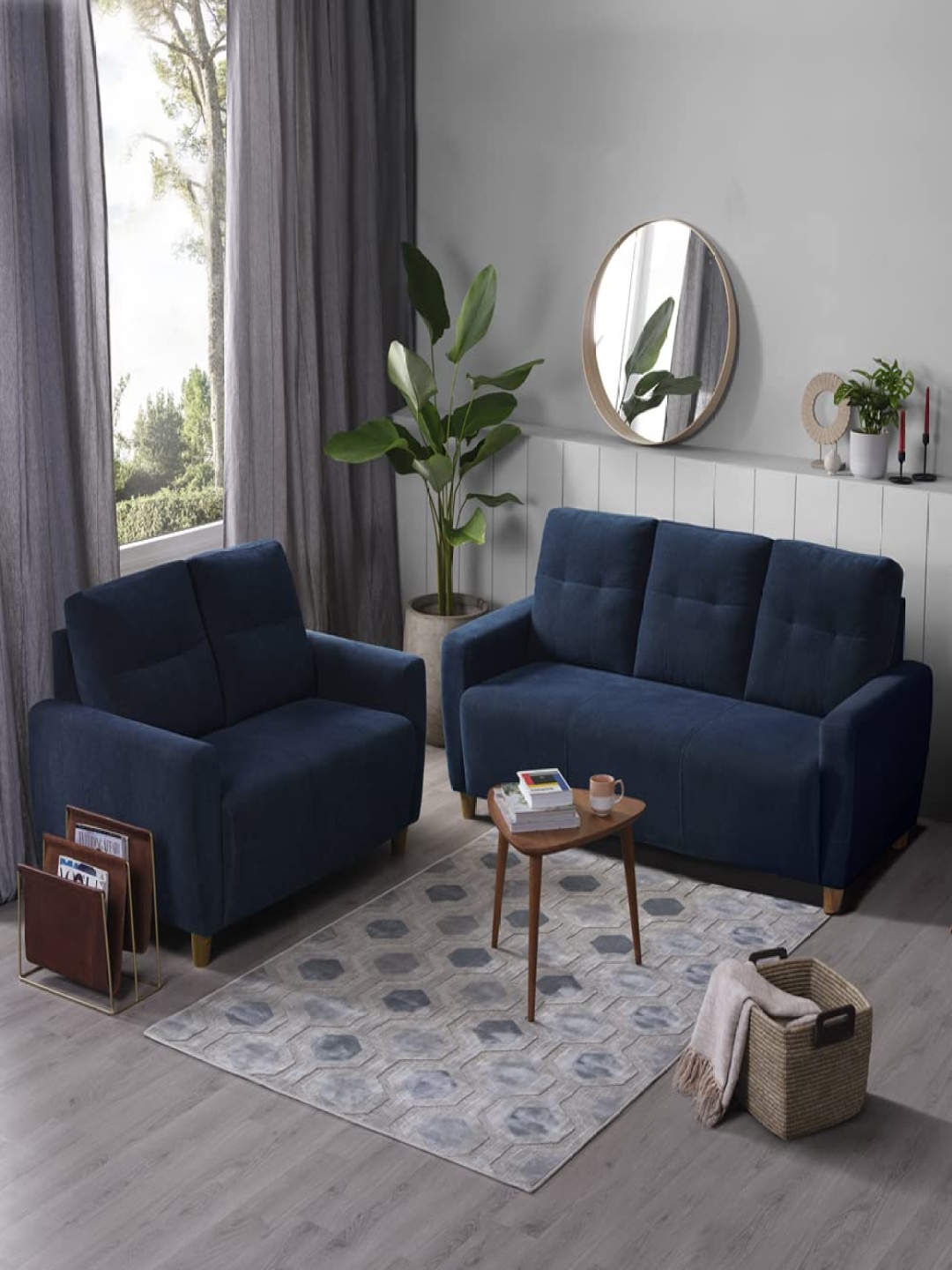 

Sleepyhead Yolo 5 Seater Sofa Set 5- To 6 Person Sofa Fabric Berry Blue