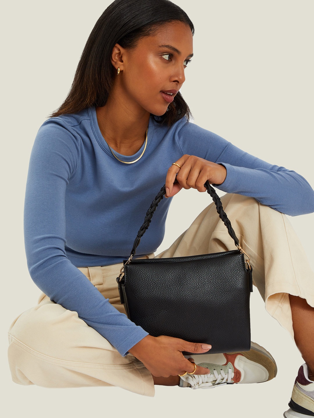 

Accessorize PU Structured Sling Bag, Black
