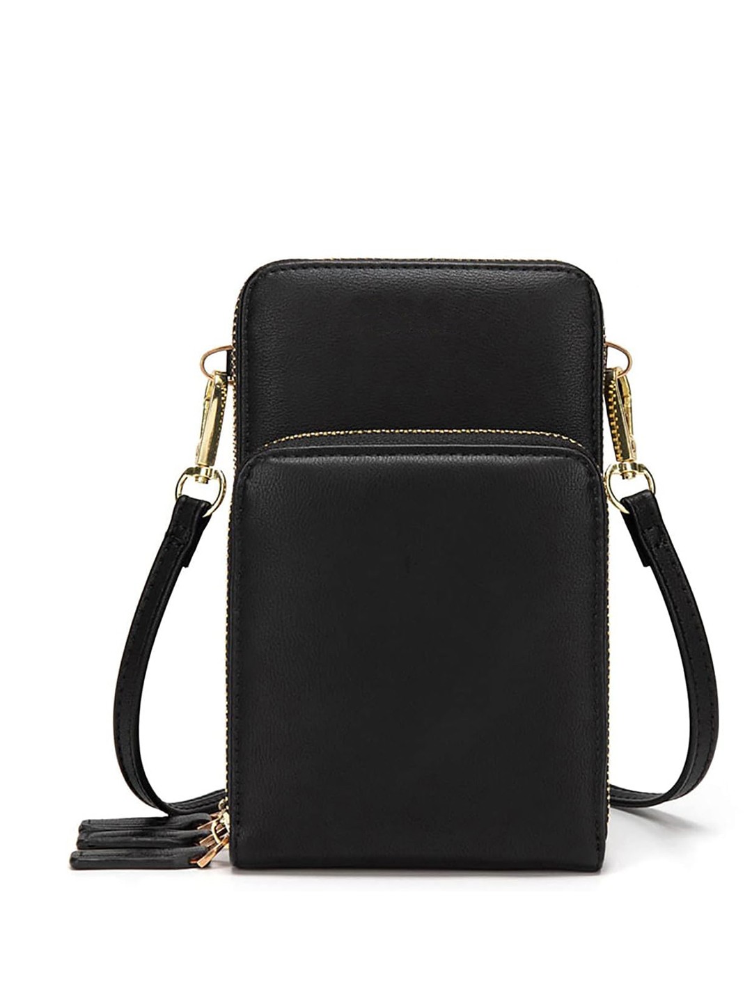 

VALERIE Solid Structured Sling Bag, Black