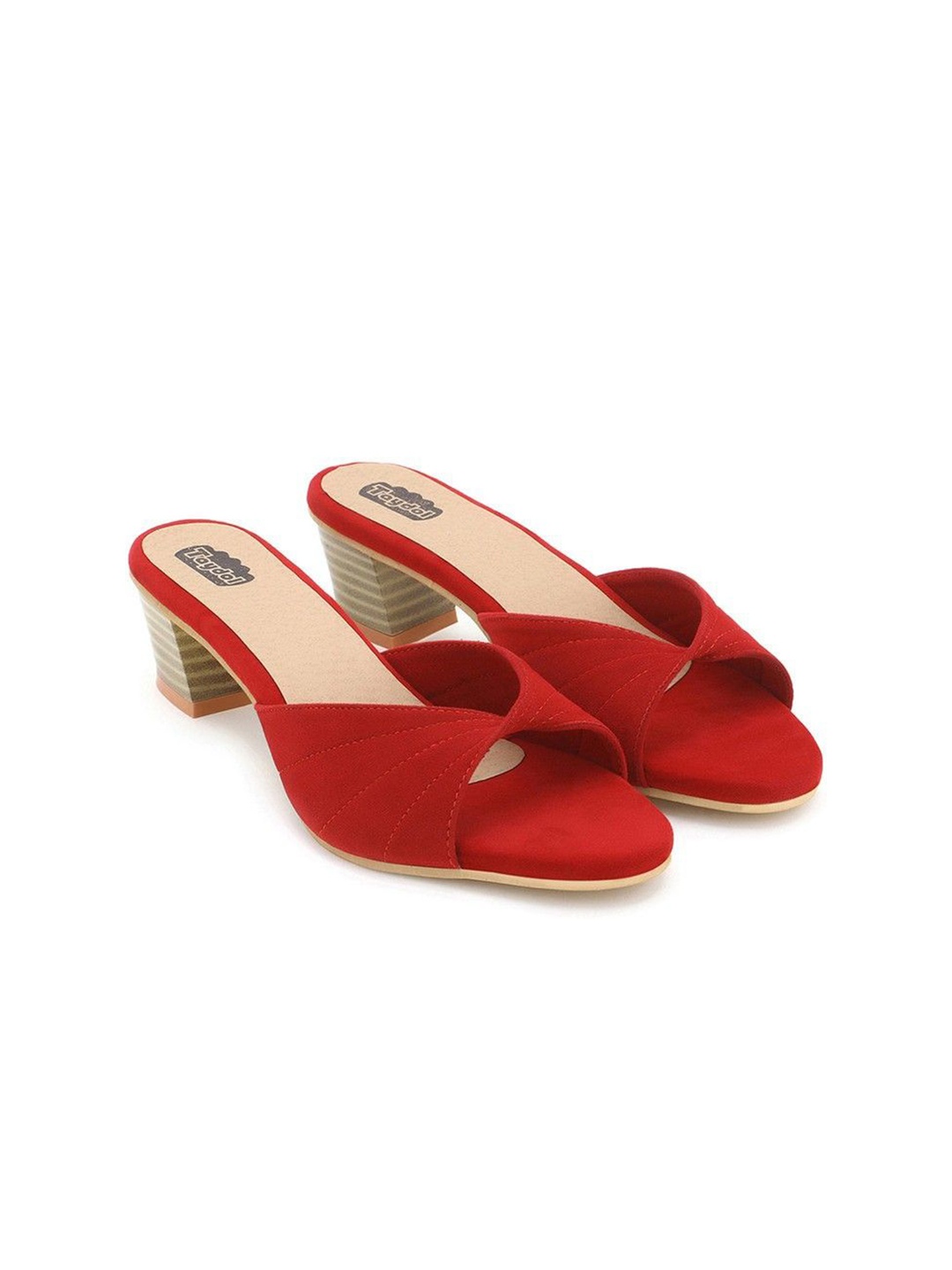 

TAYDOL Women Open Toe Block Sandals, Red